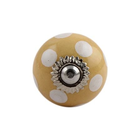 Beige Polka Dot Small Ceramic Drawer Knob